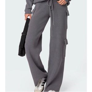 Edikted Knit gray cargo pants